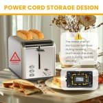Simple Deluxe 2-Slice Stainless Steel Toaster with Wide Slots