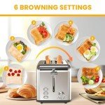 Simple Deluxe 2-Slice Stainless Steel Toaster with Wide Slots