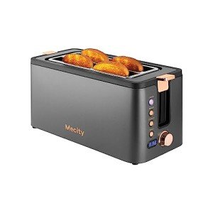 Mecity 4-Slice Long Slot Toaster with Warming Rack