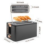 Mecity 4-Slice Long Slot Toaster with Warming Rack