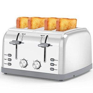 Retro Stainless Steel 4-Slice Toaster with 7 Settings