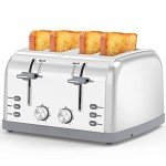 Retro Stainless Steel 4-Slice Toaster with 7 Settings