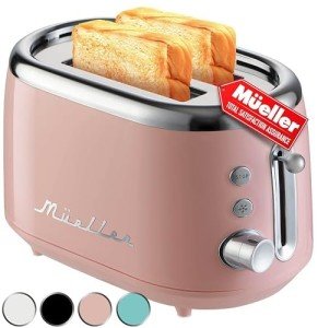 MÜELLERHOME Retro 2-Slice Toaster in Pink