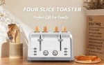 Retro Stainless Steel 4-Slice Toaster with 7 Settings