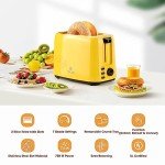 iSiLER Yellow 2-Slice Bagel Toaster with 7 Settings