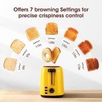 iSiLER Yellow 2-Slice Bagel Toaster with 7 Settings