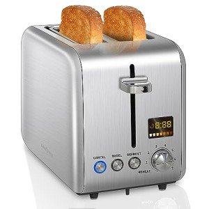 SEEDEEM 2-Slice Stainless Steel Toaster with LCD Display