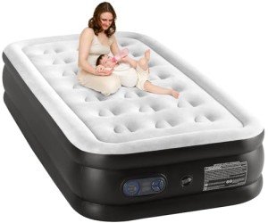 Sweetcrispy Twin Air Mattress - 16" Inflatable Blow Up Airbed with Built-in High Capacity Pump, Double Height, Non-Slip Bottom Design, Weight Capacity 660 lbs Air Bed for Home or Camping