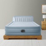 Intex 64449ED Dura-Beam Deluxe Plush Air Mattress with Headboard: Fiber-Tech - Queen Size - Built-in Electric Pump - 18in Bed Height - 600lb Weight Capacity