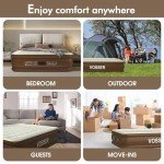 VOSSER Air Mattress Queen with Built-in Pump,Leakproof Blow Up Mattress with Flocked Top,3 Mins Inflatable Mattress for Home&Guests,Thicken Queen Air Mattress, Waterproof Air Bed with Carry Bag