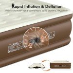 VOSSER Air Mattress Queen with Built-in Pump,Leakproof Blow Up Mattress with Flocked Top,3 Mins Inflatable Mattress for Home&Guests,Thicken Queen Air Mattress, Waterproof Air Bed with Carry Bag