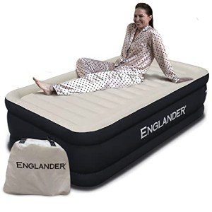 Englander Twin Air Mattress - Double High, 300 LB Capacity Luxury Camping Mattress with Built-in Pump, Waterproof and Microfiber