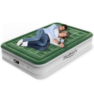 Zearna Air Mattress Queen with Built in Pump - 16" Comfort Blow Up Bed, 2 Mins Quick Self Inflatable with Double Air Chamber, with Storage Bag, for Camping,Home,Travel, 650lbs Max