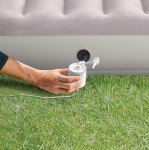 Intex 64177E Dura-Beam Standard Prestige Mid-Rise Air Mattress: Fiber-Tech – Twin Size – Quickfill USB Air Pump – 12in Bed Height – 300lb Weight Capacity