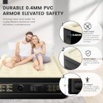 SULDUO Luxury Air Mattress Queen with Built in Pump, 18'' High Double Blow Up Mattress, Self Inflating Air Bed with Flocked Top and Carry Bag, Durable Portable Airbed for Home Guest and Camping, Khaki