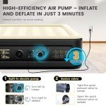 SULDUO Luxury Air Mattress Queen with Built in Pump, 18'' High Double Blow Up Mattress, Self Inflating Air Bed with Flocked Top and Carry Bag, Durable Portable Airbed for Home Guest and Camping, Khaki