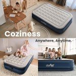 Dr. air Queen Air Mattress, 18” Raised Inflatable Bed with Built-in Pump, Waterproof Velvety Top, Ergonomic Design, Reinforced Support, and Carry Bag for Home, Camping, and Guests