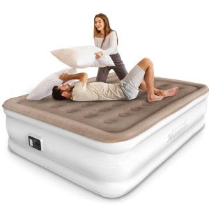Air Mattress Queen with Built in Pump, Blow up Mattress, Inflatable Mattress, Air Bed Queen Size for Camping, Home & Guest, 3 Mins Self-Inflation/Deflation, colchon inflable Queen, 650lb Max