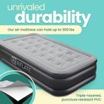 EZ INFLATE Air Mattress with Built in Pump - Twin Size Double-High Inflatable Mattress with Flocked Top - Easy Inflate, Waterproof, Portable Blow Up Bed for Camping & Travel