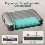 Ezyrest Queen Air Mattress Waterproof and Easy-to-Clean, Blow Up Mattress with Built-in Pump, Durable Inflatable Mattress with Pillow Design Suitable for Naps, Hosting a Friend and Camping