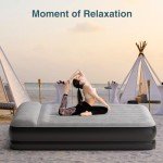 Ezyrest Queen Air Mattress Waterproof and Easy-to-Clean, Blow Up Mattress with Built-in Pump, Durable Inflatable Mattress with Pillow Design Suitable for Naps, Hosting a Friend and Camping