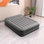 Ezyrest Queen Air Mattress Waterproof and Easy-to-Clean, Blow Up Mattress with Built-in Pump, Durable Inflatable Mattress with Pillow Design Suitable for Naps, Hosting a Friend and Camping