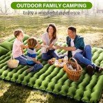 Yuzonc Double Sleeping Pad - Self Inflating 4" Extra-Thick for 2 Person with Pillow Built-in Foot Pump Inflatable Sleeping Mat for Backpacking, Hiking, Traveling, Tent, Portable Camping Mat