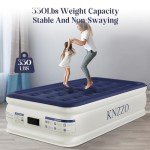 KNZZO Air Mattress Twin with Built-in Pump, Blow Up Mattress with Soft Flocked Top, Leakproof Inflatable Mattress, Foldable Waterproof Air Bed for Home, Guests, Camping, with Storage Bag