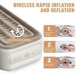 Sebor Air Mattress Twin with Built in Pump, 18" Ultimate Comfort Blow up Mattress Twin with Rechargeable Pump, Colchon Inflatable Mattress for Home, Guest, Camping & Office, Air Bed 660lbs Max