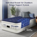 KNZZO Air Mattress Twin with Built-in Pump, Blow Up Mattress with Soft Flocked Top, Leakproof Inflatable Mattress, Foldable Waterproof Air Bed for Home, Guests, Camping, with Storage Bag