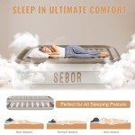 Sebor Air Mattress Twin with Built in Pump, 18" Ultimate Comfort Blow up Mattress Twin with Rechargeable Pump, Colchon Inflatable Mattress for Home, Guest, Camping & Office, Air Bed 660lbs Max