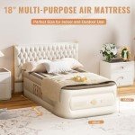 Sebor Air Mattress Twin with Built in Pump, 18" Ultimate Comfort Blow up Mattress Twin with Rechargeable Pump, Colchon Inflatable Mattress for Home, Guest, Camping & Office, Air Bed 660lbs Max