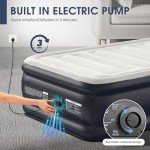 Twin Air Mattress with Built-in Pump,18''Raised Blow Up Mattress 2 Mins Self Inflation/Deflation,Upgraded Thicker Inflatable Mattress，Flocked Top Air Bed with Storage Bag for Guests,Home，Camping