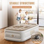 Sebor Air Mattress Twin with Built in Pump, 18" Ultimate Comfort Blow up Mattress Twin with Rechargeable Pump, Colchon Inflatable Mattress for Home, Guest, Camping & Office, Air Bed 660lbs Max