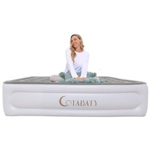 Cotabaty Queen Air Mattress with Built-in Pump, 18 inch Tall Inflatable Mattress Double Airbed, Luxury Self Inflating Air Bed Blow Up Mattress Portable for Home Camping Travel, 650lb Max Weight