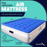 EnerPlex Dual Pump Luxury Queen Size Air Mattress Airbed with Built in Pump Raised Double High Queen Blow Up Bed for Home Camping Travel 2-Year Warranty