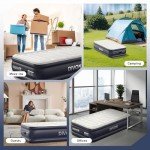 Twin Air Mattress with Built-in Pump,18''Raised Blow Up Mattress 2 Mins Self Inflation/Deflation,Upgraded Thicker Inflatable Mattress，Flocked Top Air Bed with Storage Bag for Guests,Home，Camping