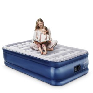 TANSTRIDER Twin Air Mattress with Built in Pump,18" Raised Blow up Air Bed,3 Mins Quick Self-Inflation/Deflation,550lbs Max, Strong Support,Foldable Inflatable Mattress for Camping/Home/Guests/Travel
