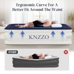 KNZZO Air Mattress Twin with Built-in Pump, Blow Up Mattress with Soft Flocked Top, Leakproof Inflatable Mattress, Foldable Waterproof Air Bed for Home, Guests, Camping, with Storage Bag