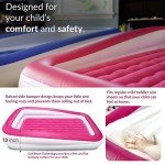 EnerPlex Inflatable Travel Bed with High Speed Pump, Portable Air Mattress for Kids on The Go, Blow up Toddler with Sides – Built-in Safety Bumper - Pink