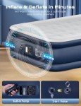 Air Mattress Full with Built in Pump Raised, 18'' High Inflatable Mattress Electric Blow Up Mattress Fast Blow Up Bed Tall Comfortable Airbed for Camping, Home Guests, Travel w/ Storage Bag 650Lbs Max