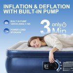 TANSTRIDER Twin Air Mattress with Built in Pump,18" Raised Blow up Air Bed,3 Mins Quick Self-Inflation/Deflation,550lbs Max, Strong Support,Foldable Inflatable Mattress for Camping/Home/Guests/Travel