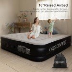 Oqsonwu Air Mattress 16" Air Bed Queen with Built in Pump, Foldable Portable Queen Inflatable Mattress, 660 lbs Weight Capacity Blow Up Air-Mattress Suitable for Guests, Indoors and Camping