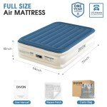 DIVON Air Mattress Full with Built in Pump,18’’Thicken Inflatable Mattress in 3 Mins,Foldable Blow Up Mattress,Portable Full Size Air Mattress for Camping,Travel&Floor,Air Bed for Adults,660lbs