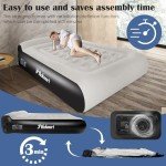 Ptlahmri Air Mattress Queen with Built in Pump,16″ Comfort Plush Surface Luxury Air Mattress,Portable Twin air Mattress with Pillow Design for Guests, Camping & Home, 660lb Weight Capacity(Black)