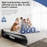 Ptlahmri Air Mattress Queen with Built in Pump,16″ Comfort Plush Surface Luxury Air Mattress,Portable Twin air Mattress with Pillow Design for Guests, Camping & Home, 660lb Weight Capacity(Black)