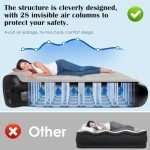 Ptlahmri Air Mattress Queen with Built in Pump,16″ Comfort Plush Surface Luxury Air Mattress,Portable Twin air Mattress with Pillow Design for Guests, Camping & Home, 660lb Weight Capacity(Black)