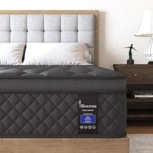 VISCOUNTESS Queen Mattress, 14 Inch Hybrid Mattresses Euro Top Medium Firm for Back & Lumbar Support, 100 Night Trial, Individual Pocket Spring Bed for Motion Isolation & Pressure Relief