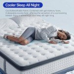 KOULABR Z Queen Size Mattress, 12 Inch Hybrid Mattress in a Box, Gel Memory Foam, Individually Wrapped Pocket Coils Innerspring, Pressure Relief, Medium Firm (12 INCH, Queen (New))
