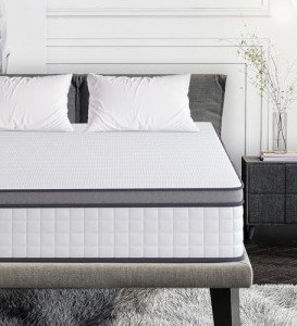elitspace Queen Mattresses, 10 Inch Queen Size Mattress, Medium Firm Feel Memory Foam & Individual Pocket Springs, Pressure Relief & Support, Hybrid Mattress in a Box, CertiPUR-US Certified